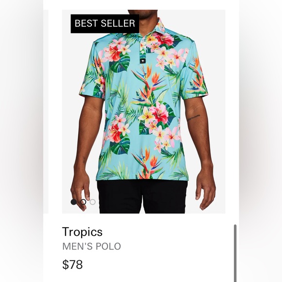 Bad Birdie mens polo shirt so soft dry fit Size XL beach floral pattern - Picture 7 of 7